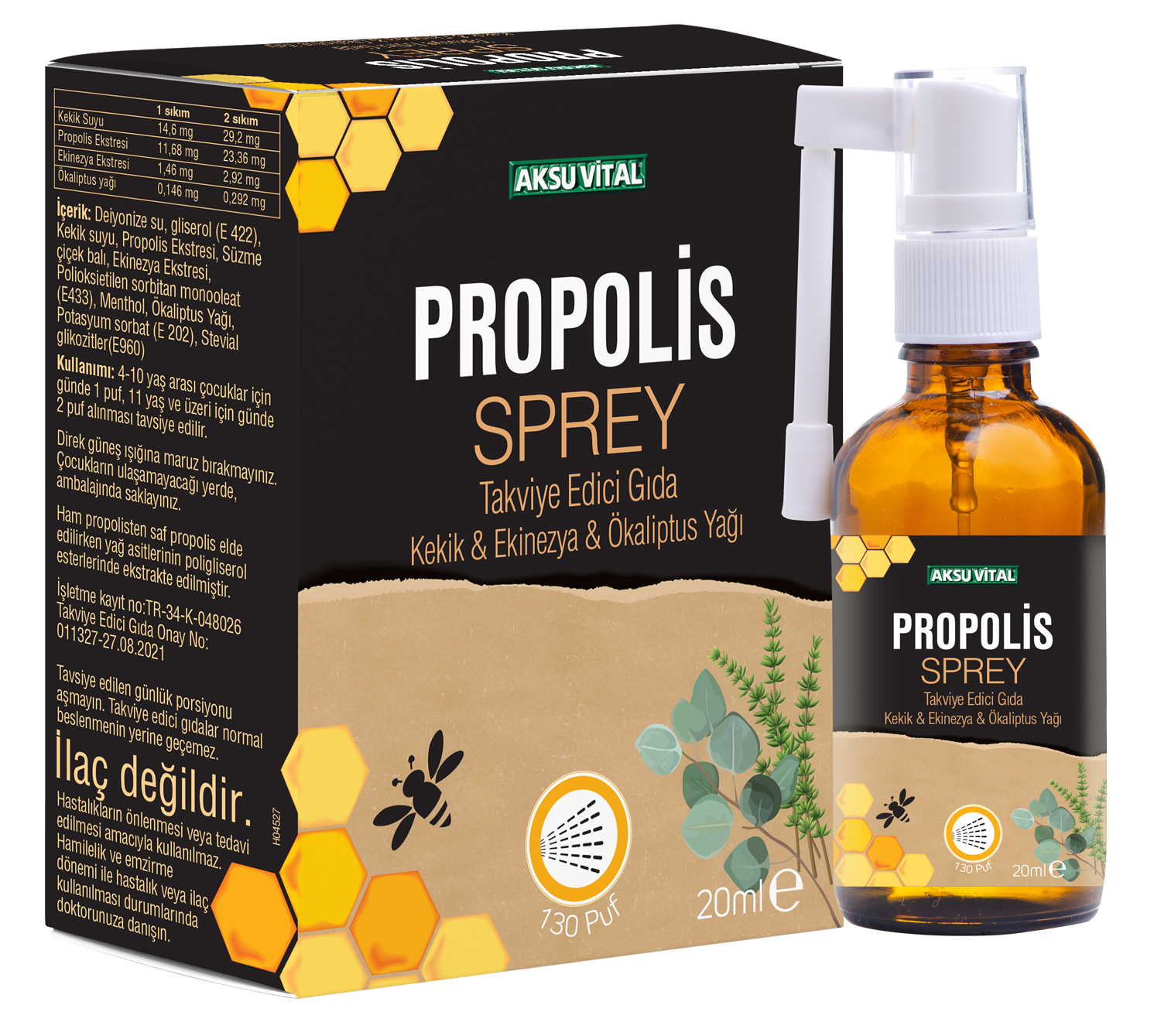 Propolisli Boğaz Spreyi 20ml Kekik Ekinezya Okaliptus ilaveli